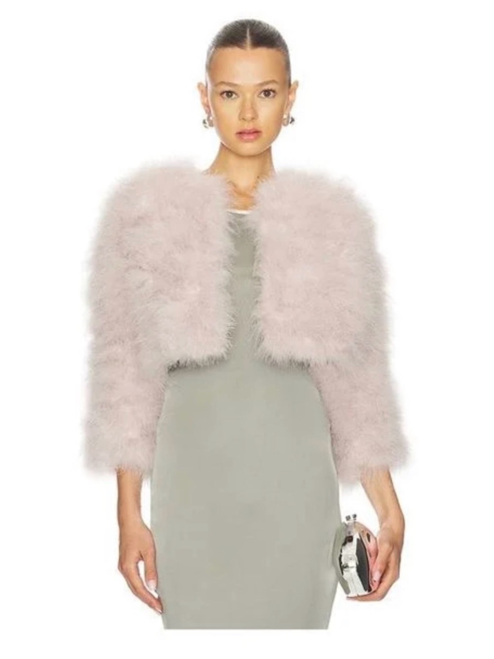 jocelyn Pale Pink Feather Bolero Jacket